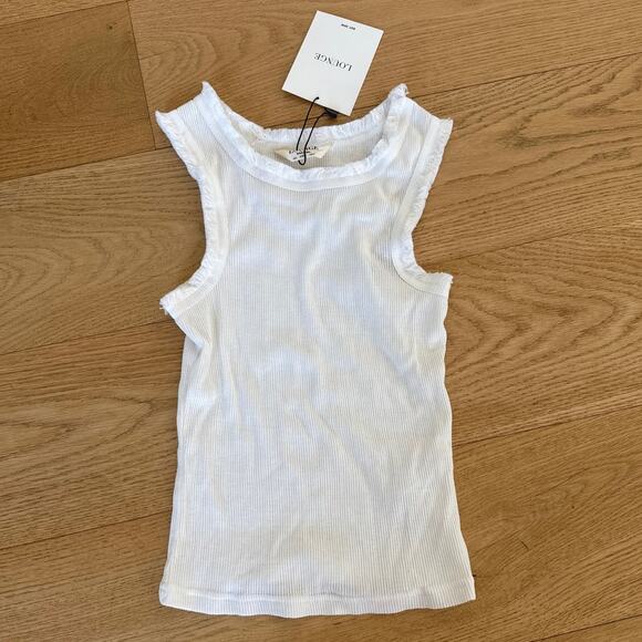 Lounge - Fringed Rib Sleeveless Tank Top in White - Picture 1 of 4